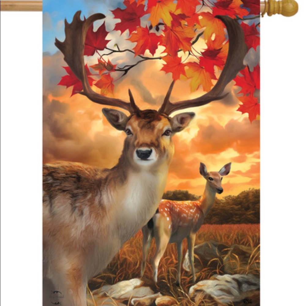 Harvest Deer House Flag